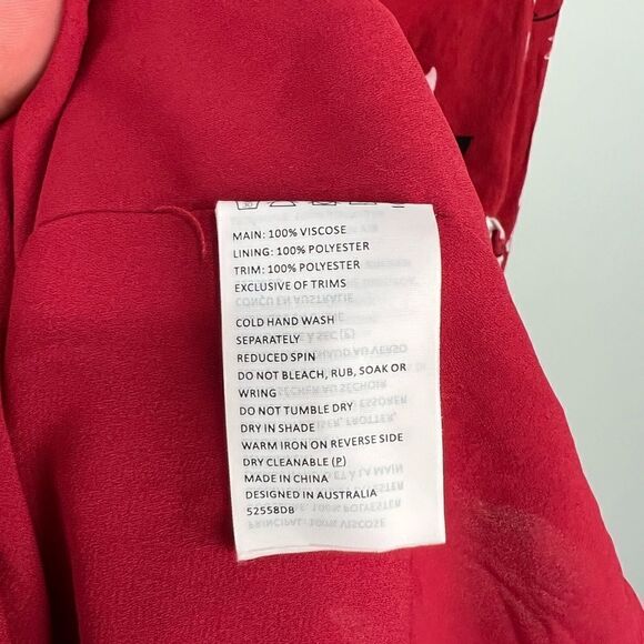 Bardot Red Floral Long Sleeve Mini Dress 4 XS - Picture 4 of 8